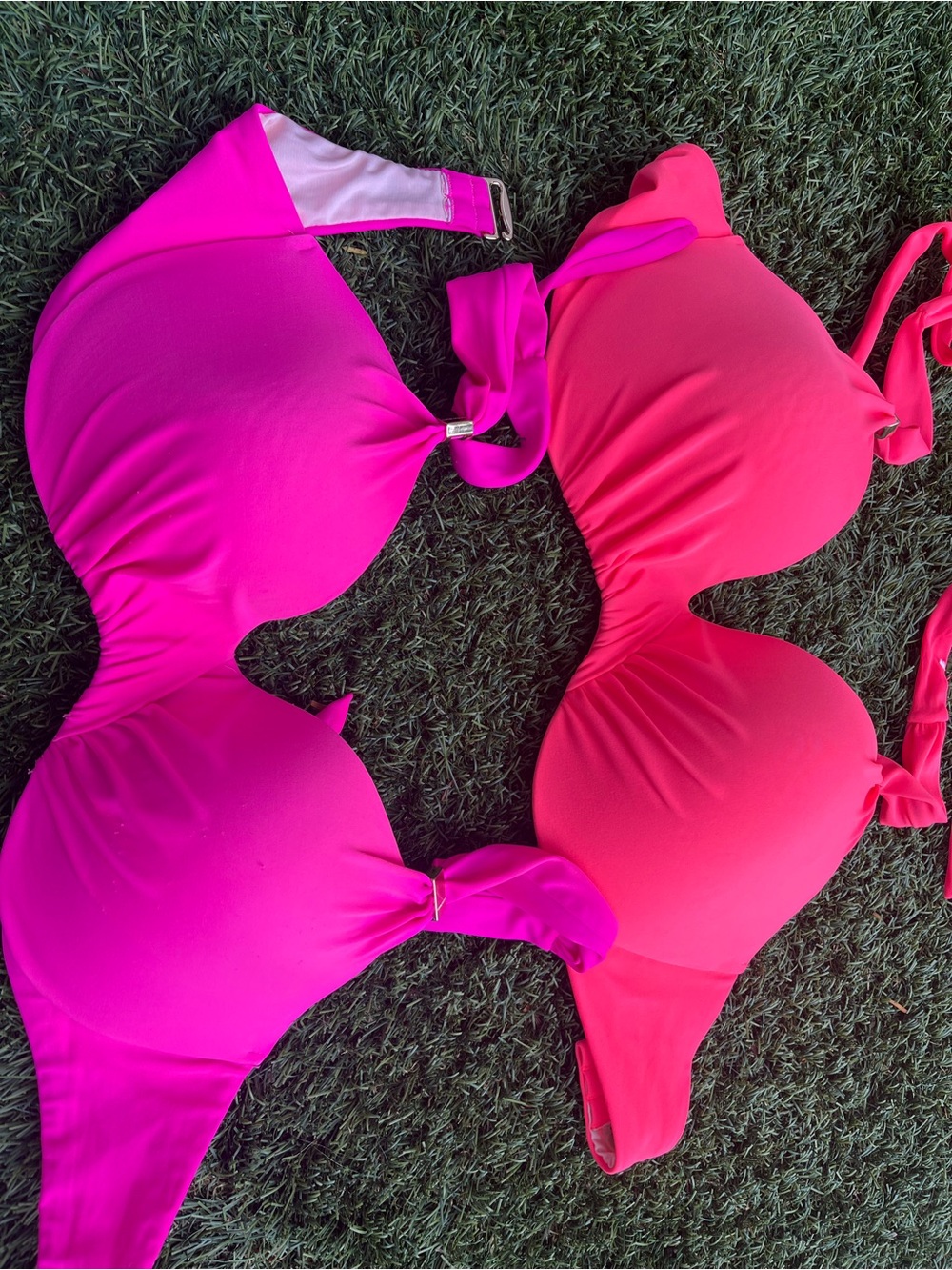 Victoria's Secret Hot Pink & Coral Push-Up Bikini Tops